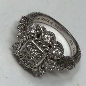 Women’s Judith Ripka Sterling Silver Ring with Cz Stones Size 8
